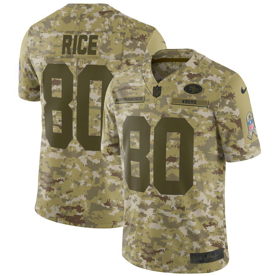Men San Francisco 49ers #80 Rice Nike Camo Salute to Service Retired Player Limited NFL Jerseys->san francisco 49ers->NFL Jersey